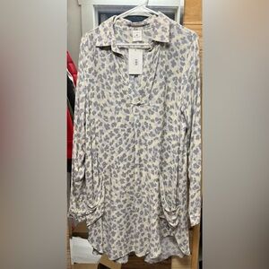 By Together Leopard Print Long Sleeve Tunic/Dress S